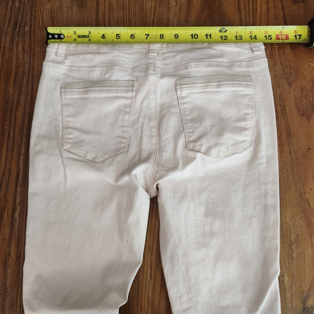 White House Black Market Pink Jeans Size 6 Skinny Ankle Gold Zip Leg Metallic - Picture 9 of 11